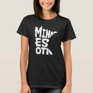 Patriotic Home State Map of Minnesota Text Shape   T-Shirt