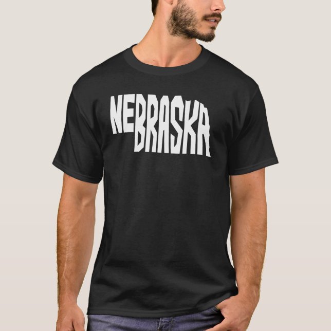 Patriotic Home State Map of Nebraska Text Shape De T-Shirt (Front)