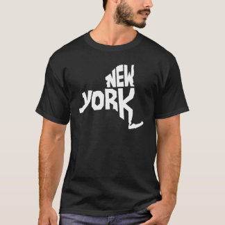 Patriotic Home State Map of New York Text Shape De T-Shirt