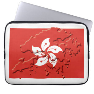 Patriotic HONG KONG Flag Map Computer Laptop Sleeve