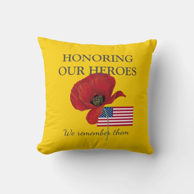 Patriotic HONORING HEROES | Veterans | USA Flag Cushion (Front)