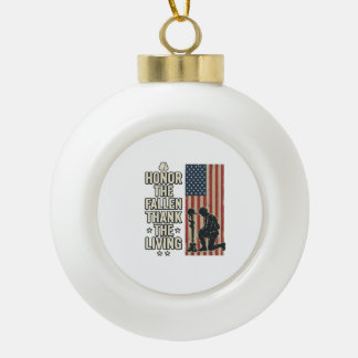 Patriotic Honour the Fallen Thank the Living Vecto Ceramic Ball Christmas Ornament