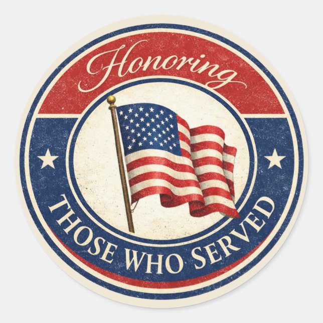 Patriotic Honouring Veterans Gift Sticker Label (Front)