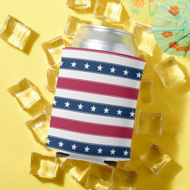 Patriotic Horizontal Stripes with Stars Can Cooler (In Situ Summer)
