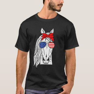 Patriotic Horse 4th Of July Funny Sunglasses Pet L T-Shirt