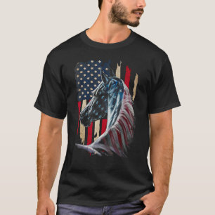 Patriotic Horse American Flag Horseback 4th Of Jul T-Shirt