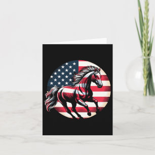 Patriotic Horse American Flag Horseback Riding 4th Card