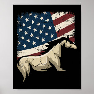 Patriotic Horse American Flag Horseback Riding For Poster