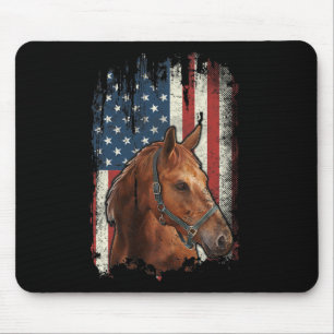 Patriotic Horse American Flag Horseback Riding Hor Mouse Mat