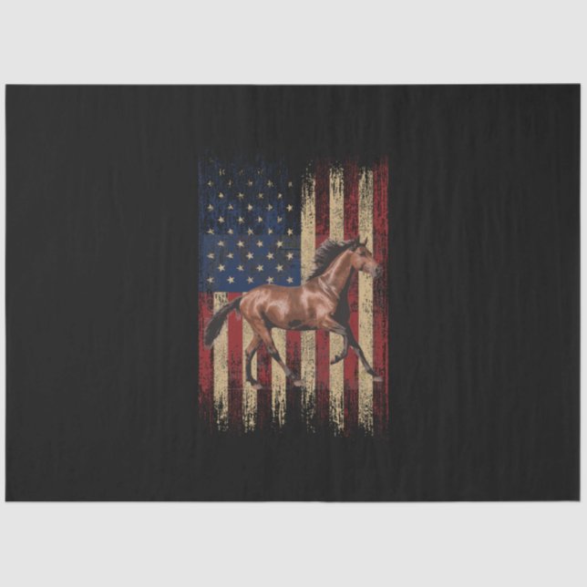 Patriotic Horse American Flag Horseback Riding Tissue Paper (Front)