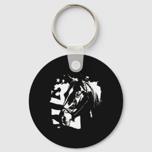 Patriotic Horse American Flag Horseback Riding Wes Key Ring