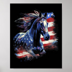 Patriotic Horse American Flag Horseback Riding Wes Poster