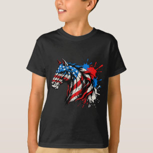 Patriotic horse american flag splash art Patriotic T-Shirt