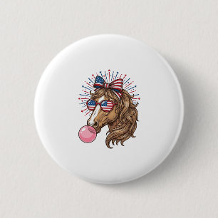 Patriotic Horse Bubble Gum Vintage Vector Shirt De 6 Cm Round Badge