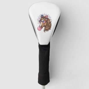 Patriotic Horse Bubble Gum Vintage Vector Shirt De Golf Head Cover
