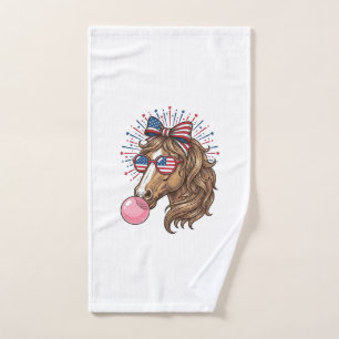 Patriotic Horse Bubble Gum Vintage Vector Shirt De Hand Towel