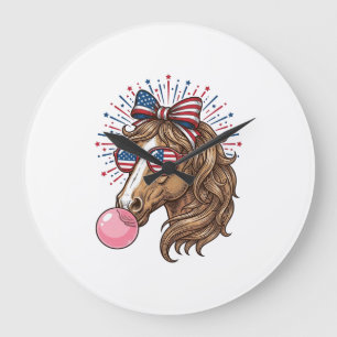 Patriotic Horse Bubble Gum Vintage Vector Shirt De Large Clock