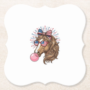 Patriotic Horse Bubble Gum Vintage Vector Shirt De Paper Coaster