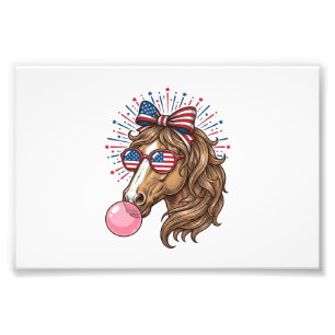 Patriotic Horse Bubble Gum Vintage Vector Shirt De Photo Print