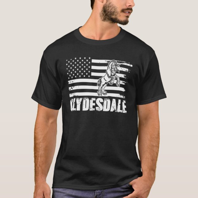 Patriotic Horse   Equestrian Clydesdale US America T-Shirt (Front)