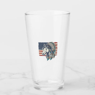 Patriotic Horse Flag Vintage Vector T-Shirt Design Glass
