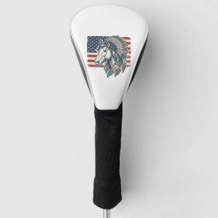 Patriotic Horse Flag Vintage Vector T-Shirt Design Golf Head Cover
