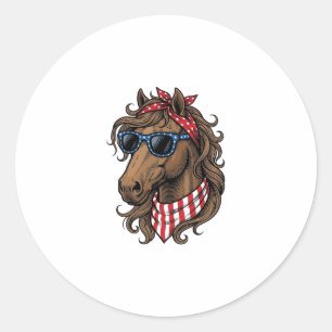 Patriotic Horse Head Vector Shirt Design_1 Classic Round Sticker