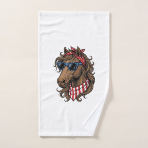 Patriotic Horse Head Vector Shirt Design_1 Hand Towel