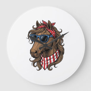 Patriotic Horse Head Vector Shirt Design_1 Large Clock