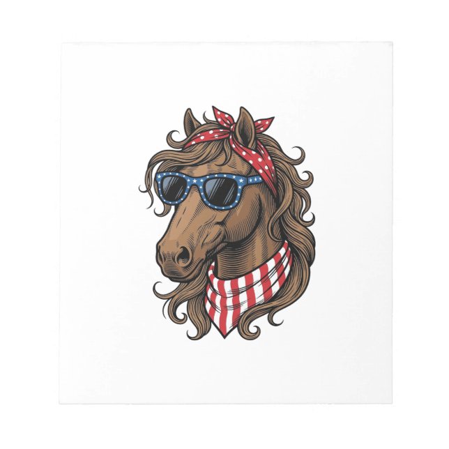 Patriotic Horse Head Vector Shirt Design_1 Notepad (Front)