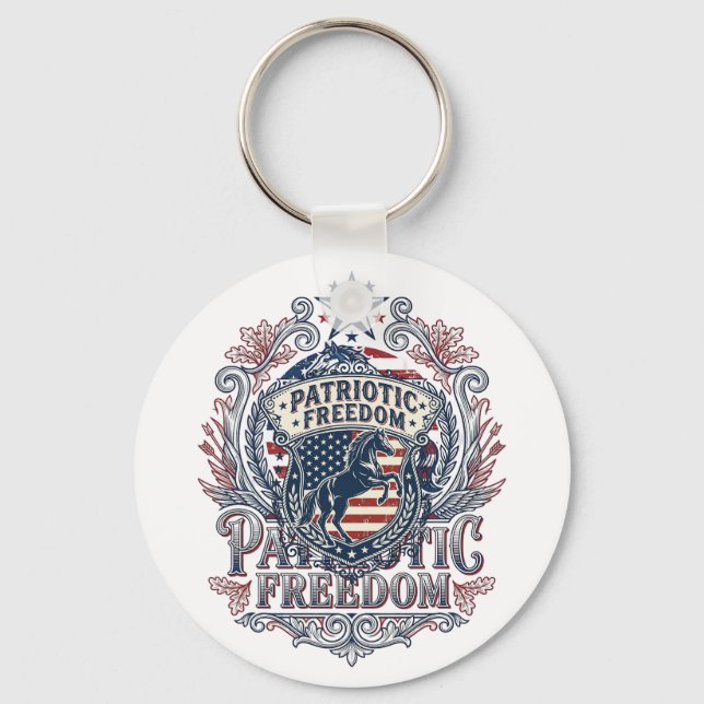 Patriotic Horse Lover Vector Graphic Tee_1 Key Ring (Front)