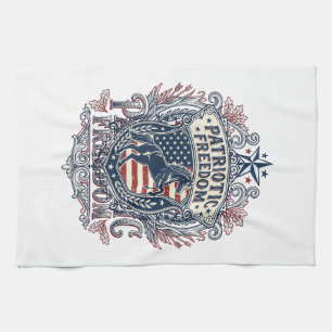 Patriotic Horse Lover Vector Graphic Tee_1 Tea Towel
