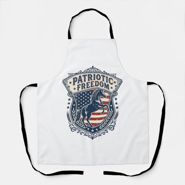 Patriotic Horse Ranch Mum Vector Graphic Tee_1 Apron (Front)