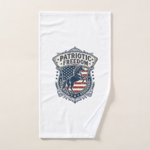 Patriotic Horse Ranch Mum Vector Graphic Tee_1 Hand Towel