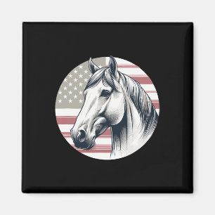 Patriotic Horse Riding Magnet