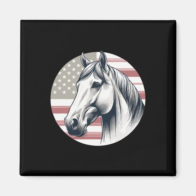 Patriotic Horse Riding  Magnet (Front)