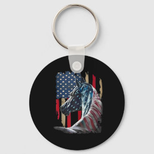 Patriotic Horse Usa Flag Vintage Horse 4th Of July Key Ring