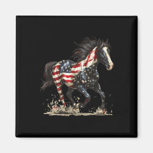 Patriotic Horse Usa Flag Vintage Horse 4th Of July Magnet