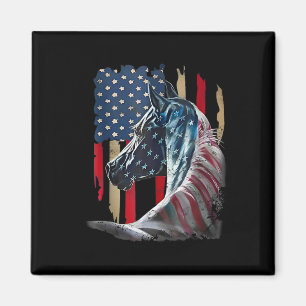 Patriotic Horse Usa Flag Vintage Horse 4th Of July Magnet