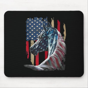 Patriotic Horse Usa Flag Vintage Horse 4th Of July Mouse Mat