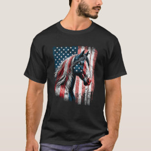 Patriotic Horse USA Flag Vintage Horse  T-Shirt