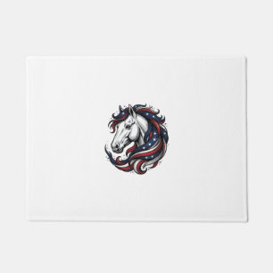 Patriotic Horse Vintage Engraving Vector Art Doormat