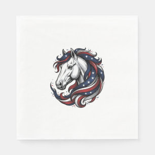 Patriotic Horse Vintage Engraving Vector Art Napkin