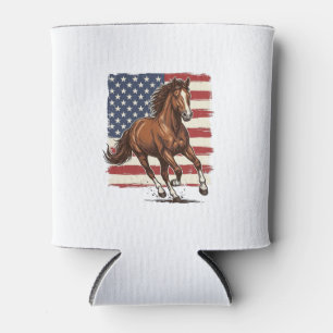 Patriotic Horse Vintage Western Vector Design_1 Can Cooler