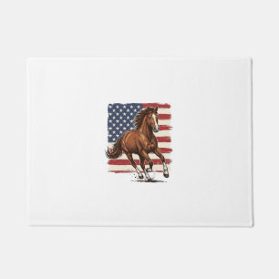 Patriotic Horse Vintage Western Vector Design_1 Doormat