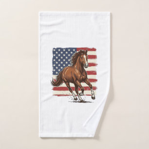 Patriotic Horse Vintage Western Vector Design_1 Hand Towel