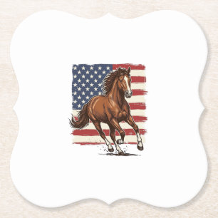 Patriotic Horse Vintage Western Vector Design_1 Paper Coaster