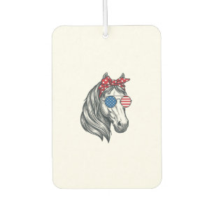 Patriotic Horse With Flag Sunglasses Vintage Vecto Car Air Freshener