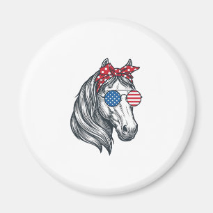 Patriotic Horse With Flag Sunglasses Vintage Vecto Magnet