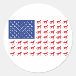 Patriotic Horses American Flag Classic Round Sticker